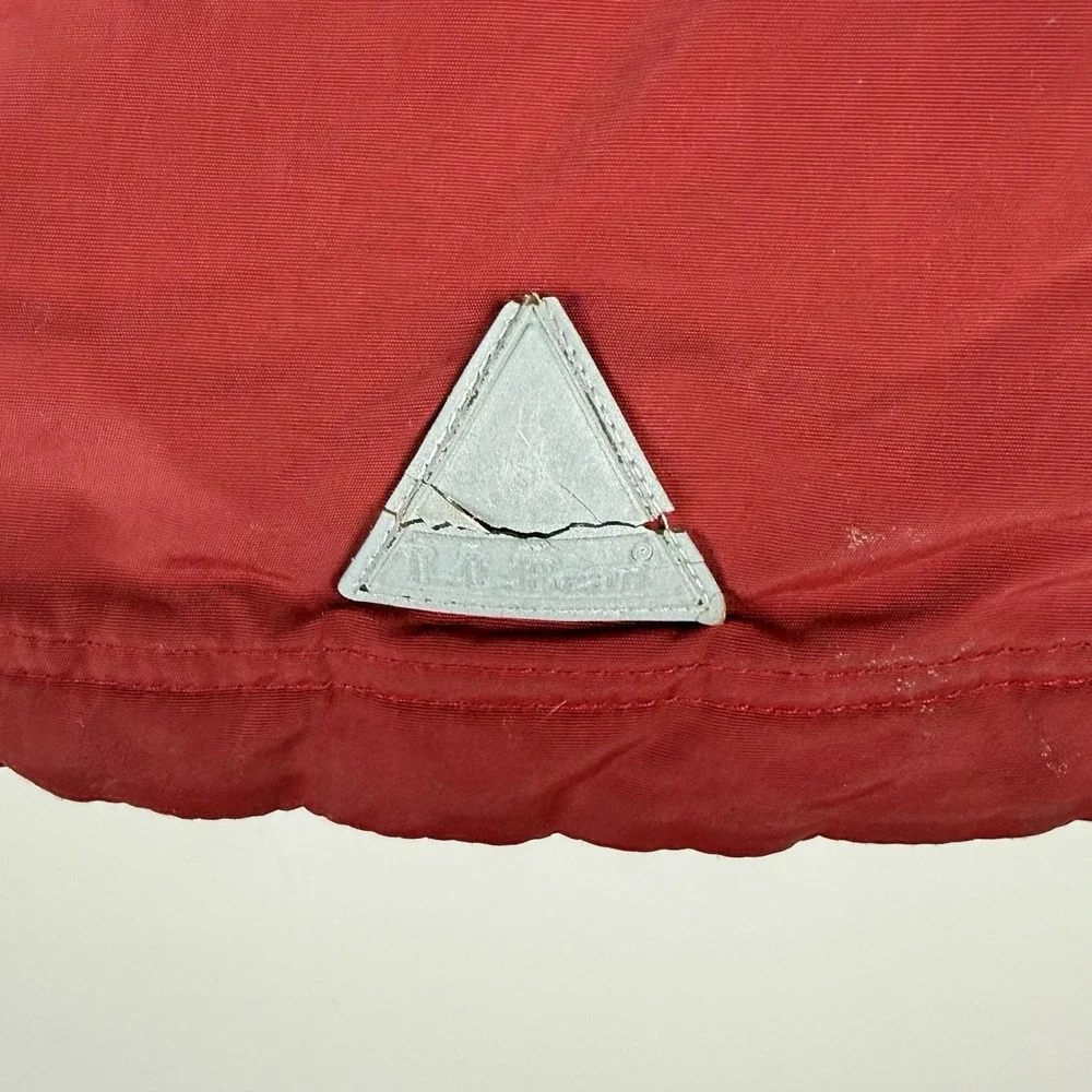 LL Bean Kids Winter Jacket Size 5-6 Red Gray Hooded Insulate